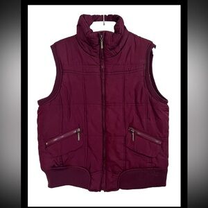 OuterEdge Puffer Vest Quilted Women’s XL Purple Plaid Outdoor Hiking